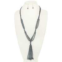 PEARL TASSEL NECKLACE EARRING SET