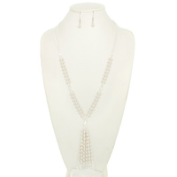 PEARL TASSEL NECKLACE EARRING SET