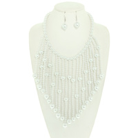 PEARL FRINGE BIB NECKLACE SET