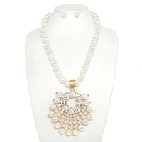 PEARL STRAND SUNBURST GEMSTONE NECKLACE SET