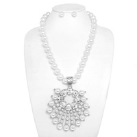 PEARL STRAND SUNBURST GEMSTONE NECKLACE SET