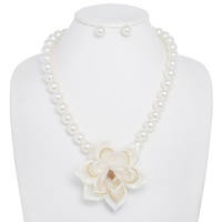 PEARL FLORAL LARGE PENDANT NECKLACE SET