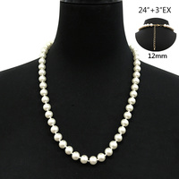 24" 12MM 1 LINE PEARL NECKLACE