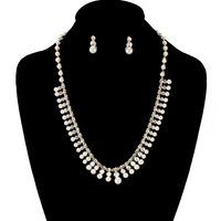 Stone With Pearl Spray Necklace And Earrings Set