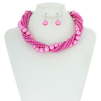 MULTI STRAND TWISTED PEARL NECKLACE