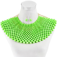 FASHION BEAD ARMOR BIB CHOKER NECKLACE AND EARRINGS SET