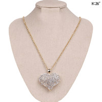 RHINESTONE HEART PENDANT NECKLACE