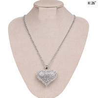 RHINESTONE HEART PENDANT NECKLACE