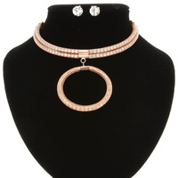 MESH WIRE RHINESTONE NECKLACE SET