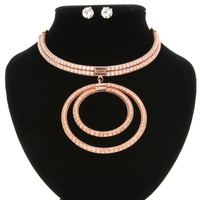 MESH WIRE RHINESTONE NECKLACE SET