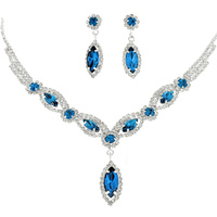 CRYSTAL RHINESTONE PETAL LARIAT ADJUSTABLE NECKLACE EARRING SET