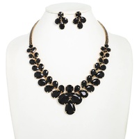 CRYSTAL GEMSTONE V-SHAPED TEARDROP NECKLACE SET