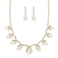 TEARDROP CRYSTAL STATEMENT NECKLACE SET