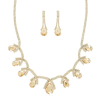 TEARDROP CRYSTAL STATEMENT NECKLACE SET