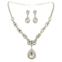 FASHION CRYSTAL TEARDROP NECKLACE EARRING SET