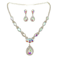 FASHION CRYSTAL TEARDROP NECKLACE EARRING SET