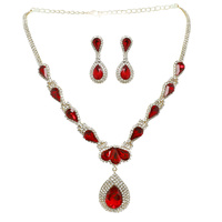 FASHION CRYSTAL TEARDROP NECKLACE EARRING SET