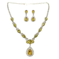 FASHION CRYSTAL TEARDROP NECKLACE EARRING SET