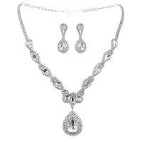 FASHION CRYSTAL TEARDROP NECKLACE EARRING SET