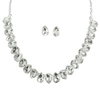 TEARDROP CUT CRYSTAL GEMSTONE COLLAR NECKLACE SET