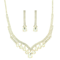 CRYSTAL RHINESTONE EMBELLISHED V NECKLACE SET