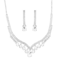 CRYSTAL RHINESTONE EMBELLISHED V NECKLACE SET