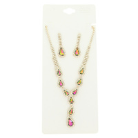 CRYSTAL Y SHAPE NECKLACE SET