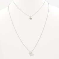 2 TIER CHAIN NECKLACE W/ ELEPHANTS