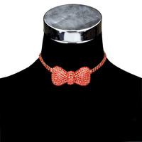 RHINESTONE EMBELLISHED BOW CHOKER NECKLACE