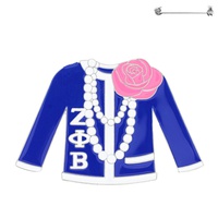 ZETA PHI BETA GREEK SORORITY ENAMEL COATED PEARL CARDIGAN BROOCH PIN