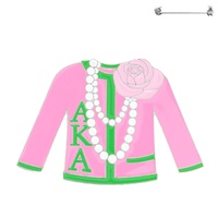 ALPHA KAPPA ALPHA GREEK SORORITY ENAMEL COATED PEARL CARDIGAN BROOCH PIN