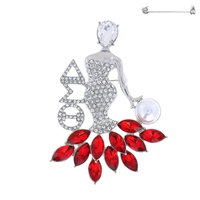 DELTA SIGMA THETA GREEK SORORITY CRYSTAL RHINESTONE BROOCH PIN