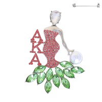 ALPHA KAPPA ALPHA GREEK SORORITY CRYSTAL RHINESTONE BROOCH PIN