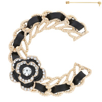 FASHIONISTA LETTER "C" WOVEN CHAIN CRYSTAL BROOCH PIN