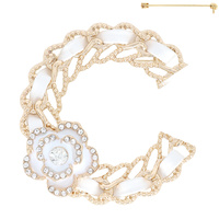 FASHIONISTA LETTER "C" WOVEN CHAIN CRYSTAL BROOCH PIN