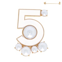 NUMBER FIVE PEARL EMBELLISHED BROOCH PIN