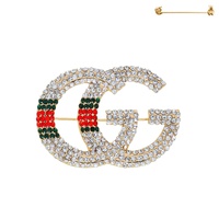 MONOGRAM LETTER G JEWELED DECORATIVE BROOCH PIN