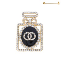CRYSTAL CIRCLE LINK PERFUME BOTTLE BROOCH PIN