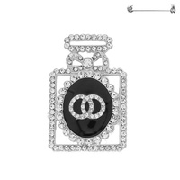 CRYSTAL CIRCLE LINK PERFUME BOTTLE BROOCH PIN