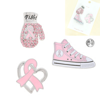 BREAST CANCER AWARENESS PINK RIBBON BROOCH PIN SET