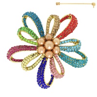 VINTAGE FLORAL CRYSTAL RHINESTONE BROOCH PIN