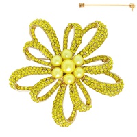 VINTAGE FLORAL CRYSTAL RHINESTONE BROOCH PIN