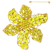 FLORAL CRYSTAL GEMSTONE CLUSTER BROOCH PIN