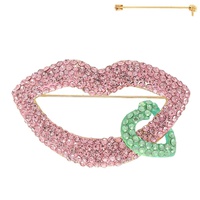 VALENTINE'S DAY LIPS RHINESTONE BROOCH PIN