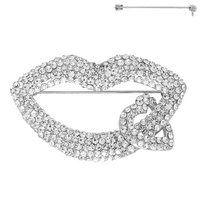 VALENTINE'S DAY LIPS RHINESTONE BROOCH PIN