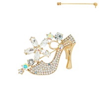 FLORAL CRYSTAL HIGH HEEL BROOCH PIN