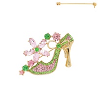 FLORAL CRYSTAL HIGH HEEL BROOCH PIN