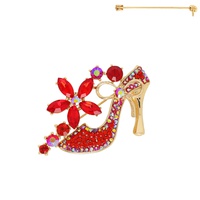 CRYSTAL GEMSTONE STILETTO HIGH HEEL BROOCH PIN