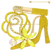GLAM GIRL GEMSTONE LIPSTICK HIGH HEEL BROOCH PIN