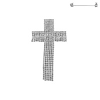 RHINESTONE CROSS FRINGE PIN